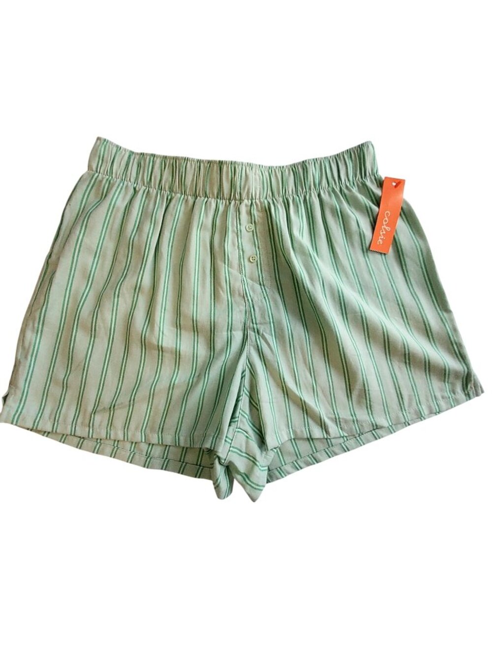 Colsie Womens Green Striped Sleep Shorts Elastic waistband for flexible fit S